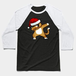 Dabbing Cat Shirt Kids Santa Hat Christmas Cat Lovers Shirt Baseball T-Shirt